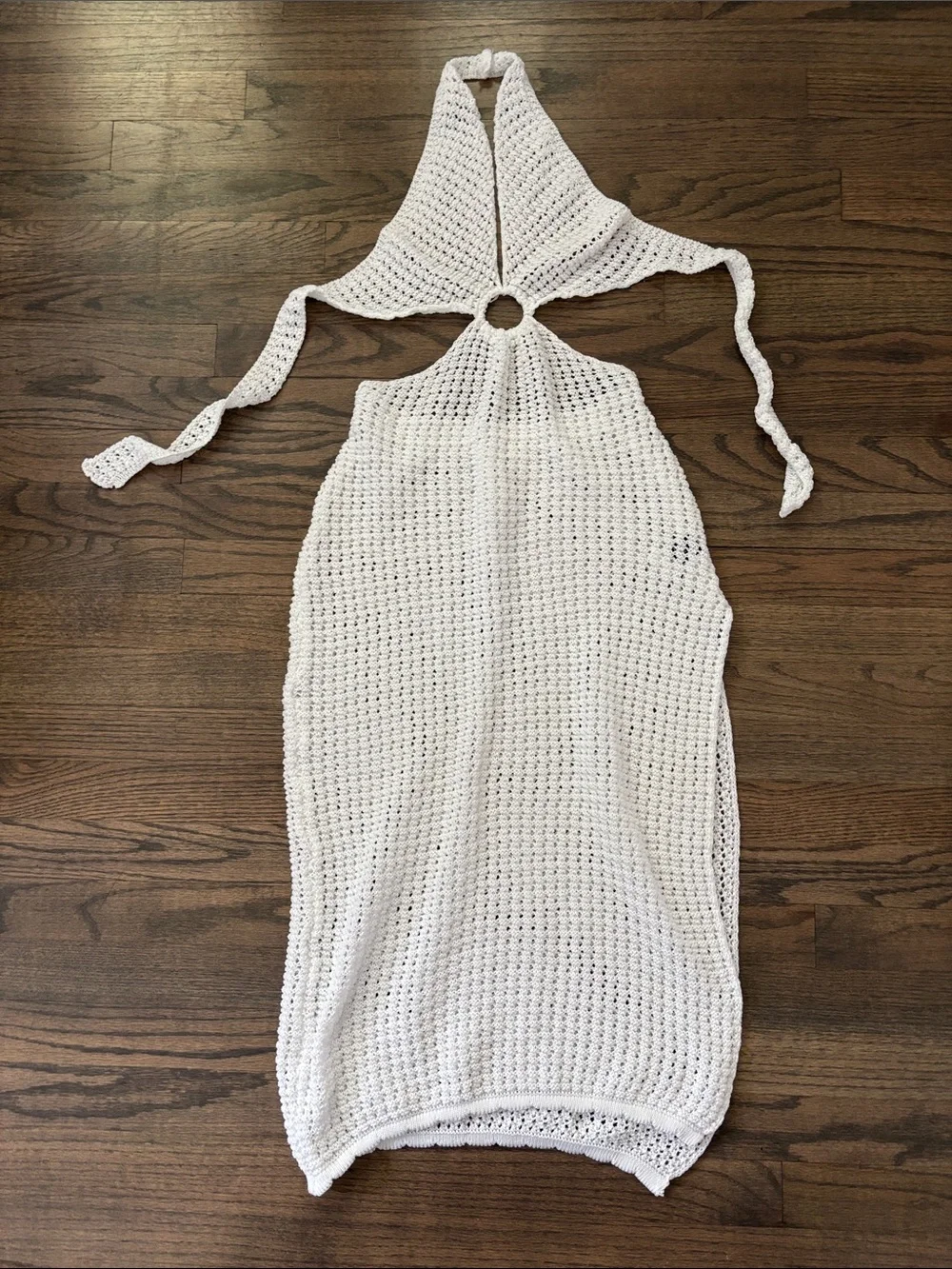 SHEIN White Crochet Halter Swim Coverup